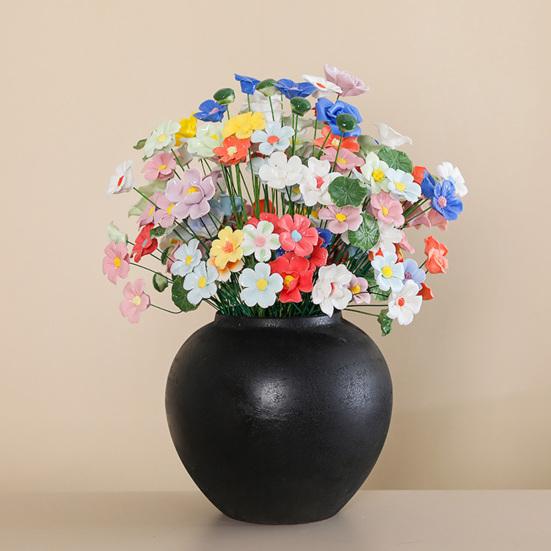 Ručně vyráběná keramická simulace květiny Realistický umělý barevný květ Dekorace Umělá květina se stonkem DIY Dekorace vázy