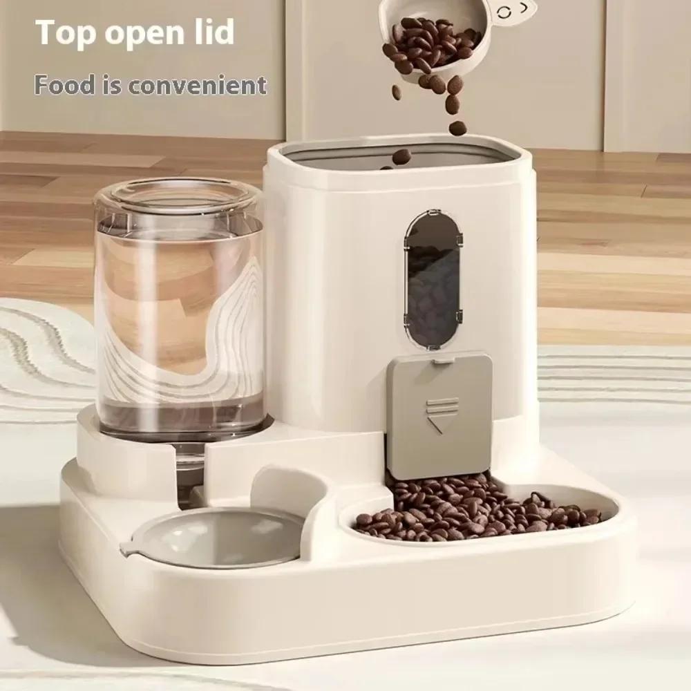 Automatic Cat Dog Feeder with Integrated Food & Water Bowl