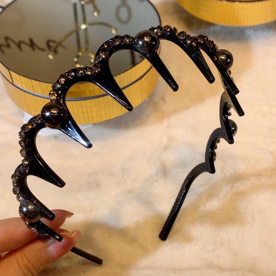 

Роскошная повязка на голову «Волна» с бисером и стразами: Модный, Пушистый, Высокий Аксессуар для Волос чёрный