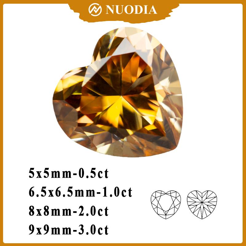 Champagne Moissanite Stone With Round/100 Faces/Pear/Emerald/Radiant/Oval/Princess/Heart/Cushion/Asscher/Marquise