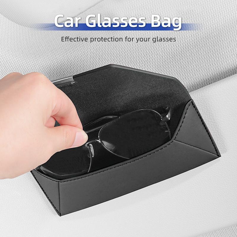 CUP1 Car Glasses Case Leather Sunglasses Storage Clip For VW Passat Golf Tiguan Polo Scirocco Jetta CC T-ROC Touareg Touran