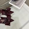 Wine Red Ankle Strap Stilettos For Woman Patent Leather Bow Pointed Toe Slingbacks High Heels Sandals Women Pumps Shoes
