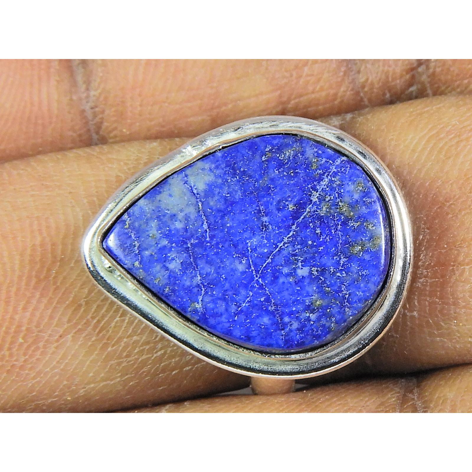 

Natural Lapis Lazuli 925 Solid Sterling Silver Ring Size US-8 PG-203