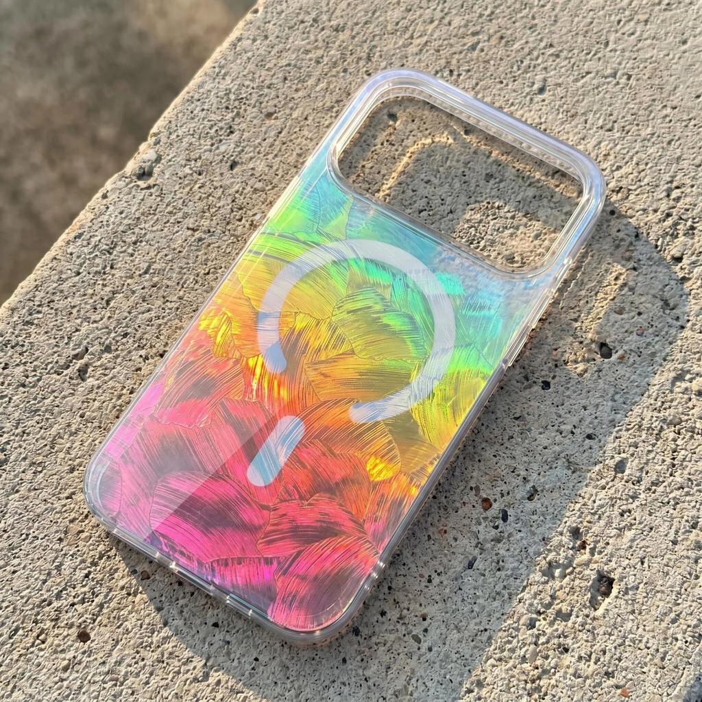 Applicable to Apple 18 magnetic mobile phone case, streamer color plated iphone17promax Aurora Symphony 17 anti-drop