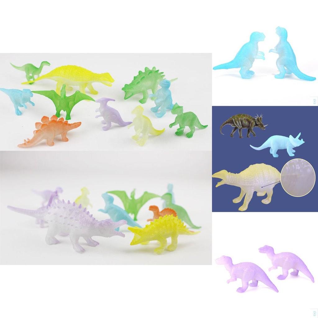 Vibrant 16pcs Jurassic World Dinosaurs Glow In The Dark Luminous Miniature Toy Set