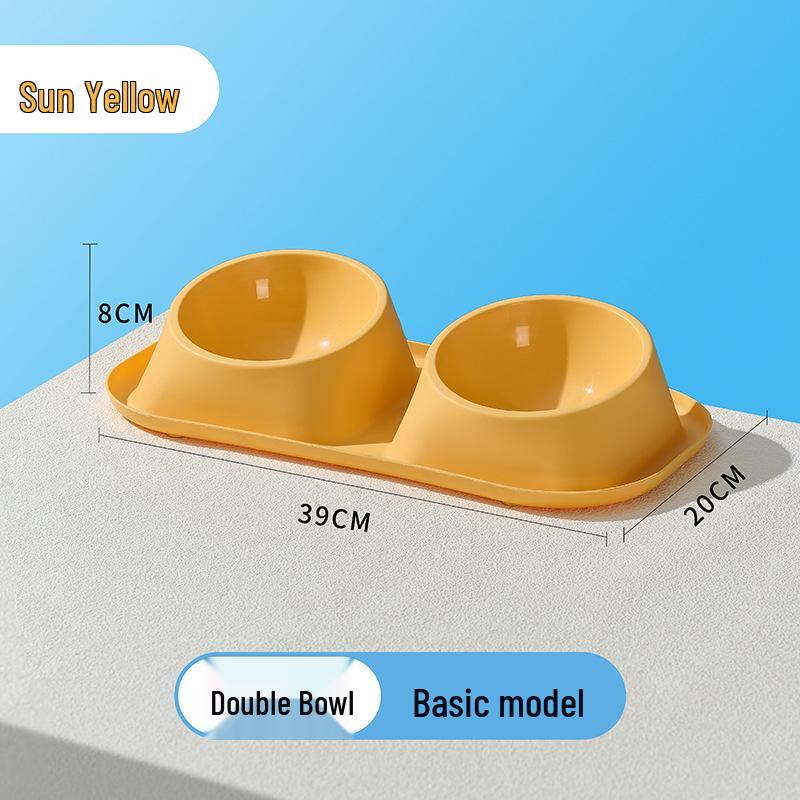 Stainless Steel Anti-Tip Cat & Dog Bowl Set - Large Capacity, Leak-Proof, Double Bowl Design