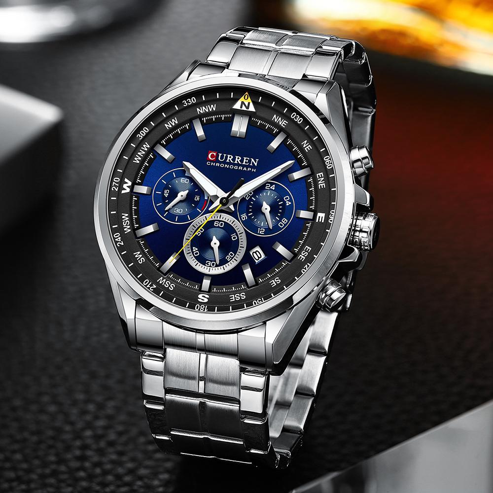 CURREN Luxury Wrist Watches for Men Stainless Steel Quartz Wristwatches with Chronograph Casual Sport Clock 8399 erkek kol saati