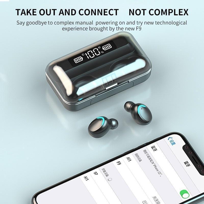 IPX7 Waterproof Wireless Sports Headphones 9D Stereo TWS Bluetooth 5 0 CVC8 0 Noise Cancelling with LED Display Charging Case