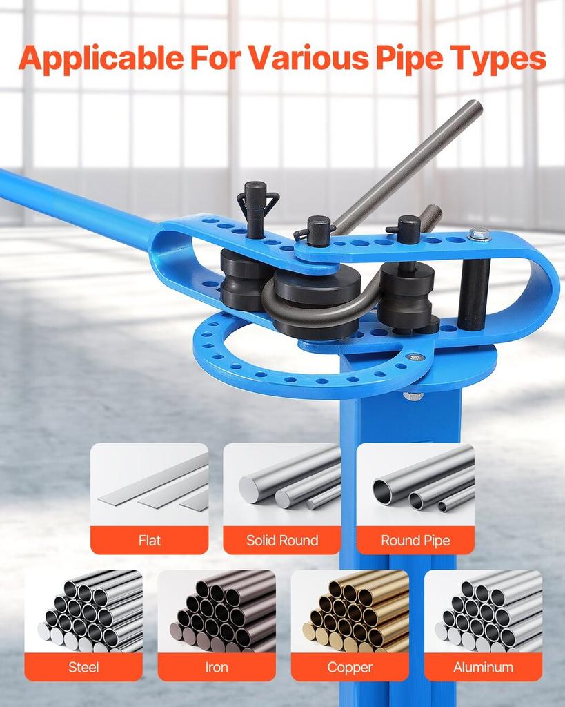 Manual Pipe Bender, Pipe Tube Bender with 14 Bending Dies, 200° Heavy-Duty Tube Bending Tool for Copper Aluminum Iron Pipes, Ideal for HVAC Air