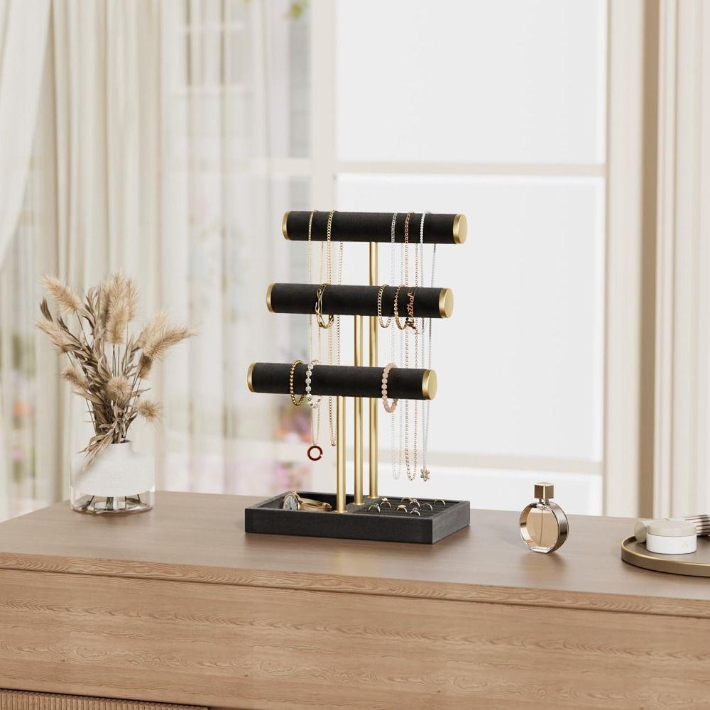 

Wooden Bracelet Organizer Stand 3 Tier Necklace Storage Rack Upgraded Jewelry Display Stand Unisex