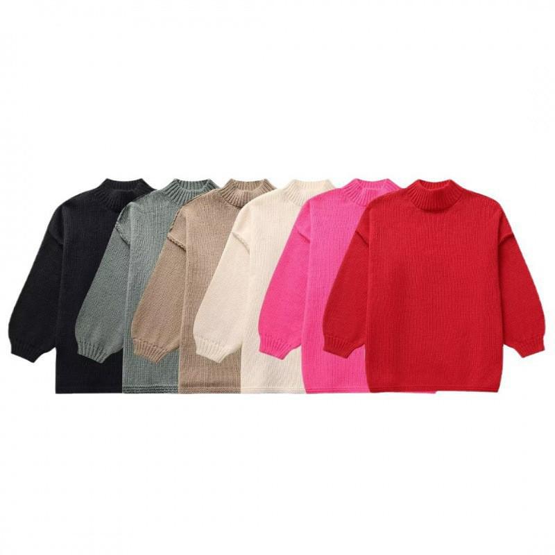 2024 Autumn/Winter Women's Stand-up Collar Knitted Sweater - American Blogger Style, Korean Version