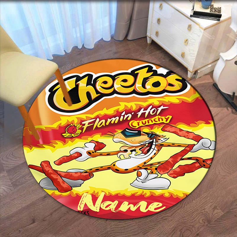 Custom Name Cheetos Printed Round Rug Carpet Chair Rug Area Rug Entryway Doormats,for Office Chair Living Room Bedroom Kitchen Room.