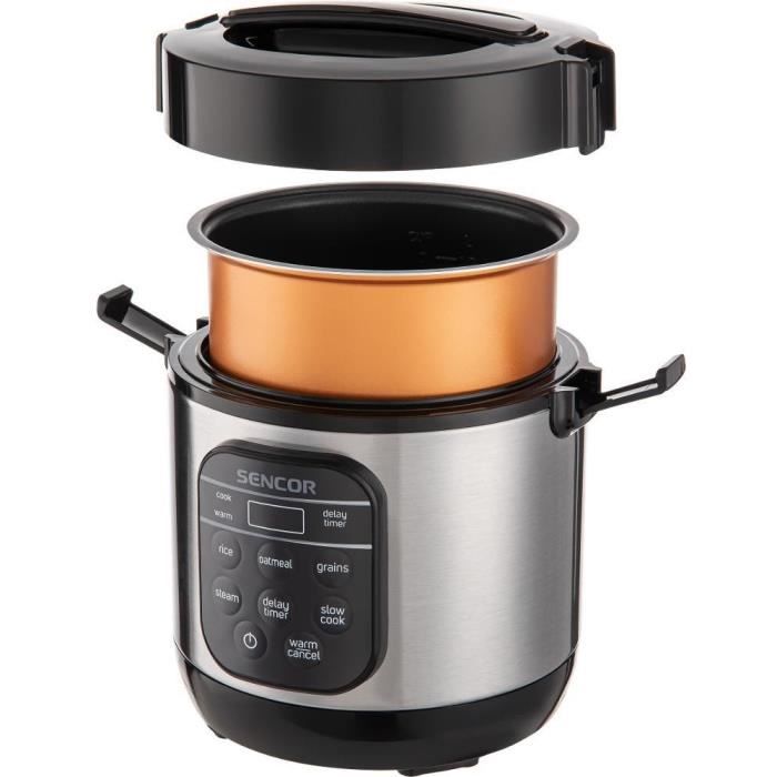 Cuiseur à riz Sencor SRM 0650SS - 5 modes de cuisson - Cuisson vapeur incluse - 600 ml - Noir/Argent