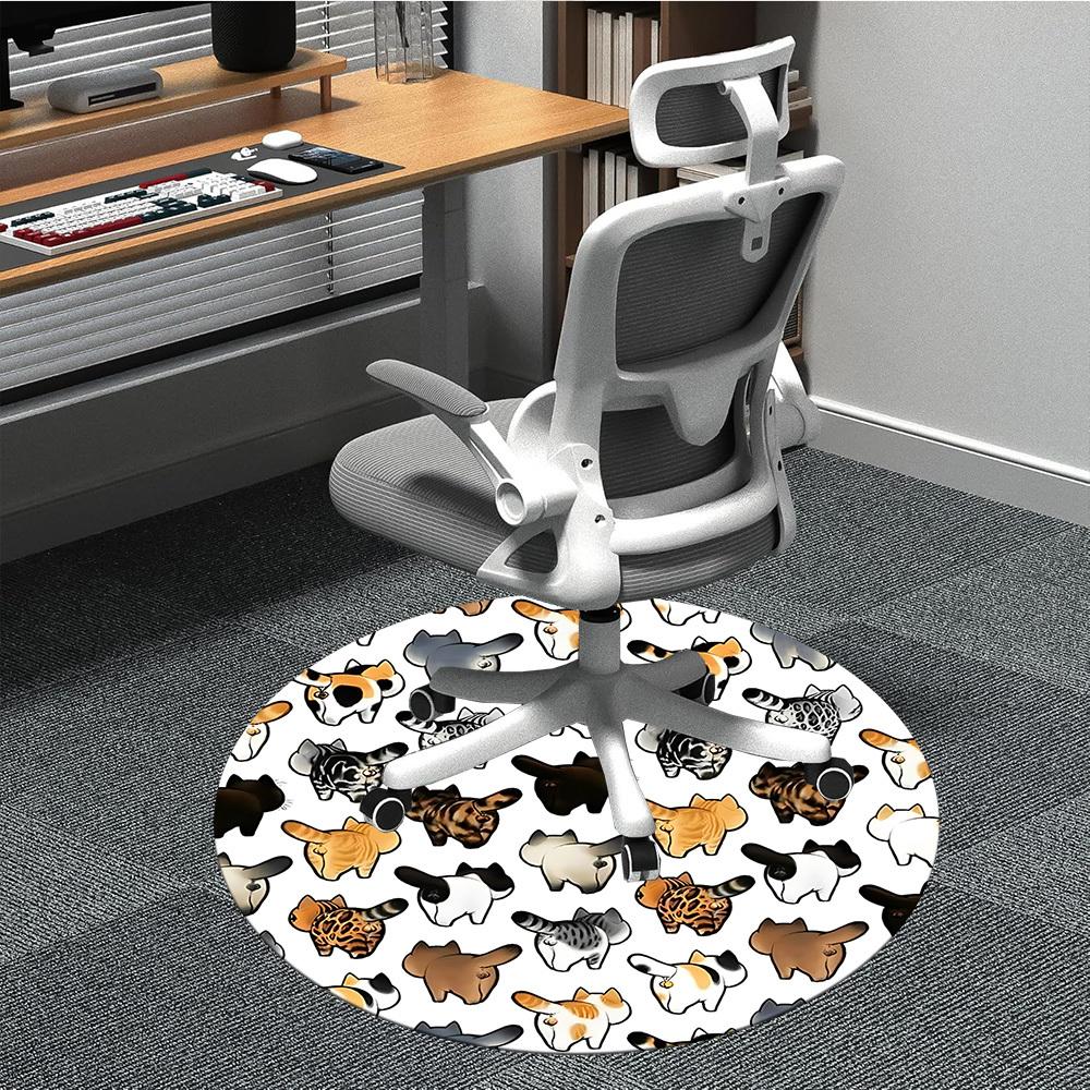 

1pc Cat Butt Print Chair Carpet for Office, Round Polyester Mat, Indoor Decor for Office, Washable Non-slip Carpet yy251219117 80cm by 80cm