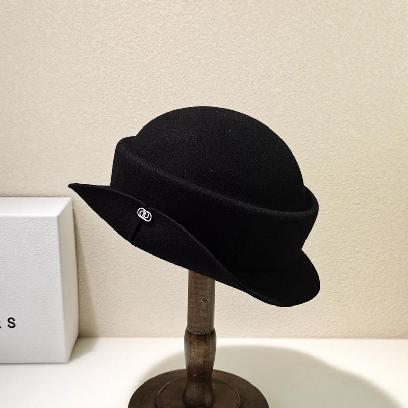 

Hepburn style elegant wool fisherman hat high sense French style flanged hat Fashion Australian wool felt hat M 56-58cm