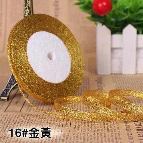 25Yards 6mm Multicolor Silk Satin Organza Ribbon Glossy Glitter Ribbon Wedding Cake Gift Decoration Crafts Garment Accessories