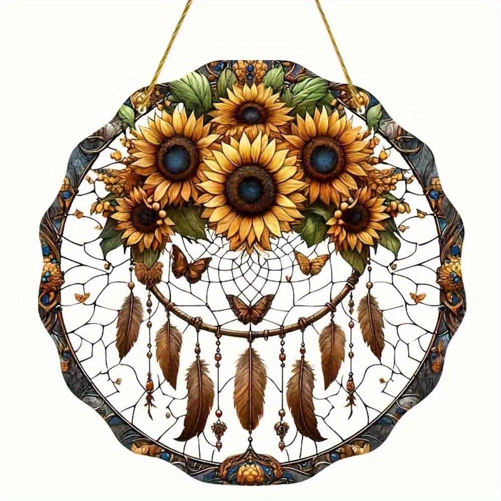 

Подсолнух Ловец Солнца. Цветной стеклянный декор для окна, сада и комнаты. Идеальный подарок на новоселье или день рождения. прозрачный