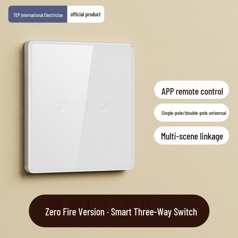 Smart White Glass 2-Gang Switch Panel, Single Fire, Voice-Controlled, Mijia APP Compatible.