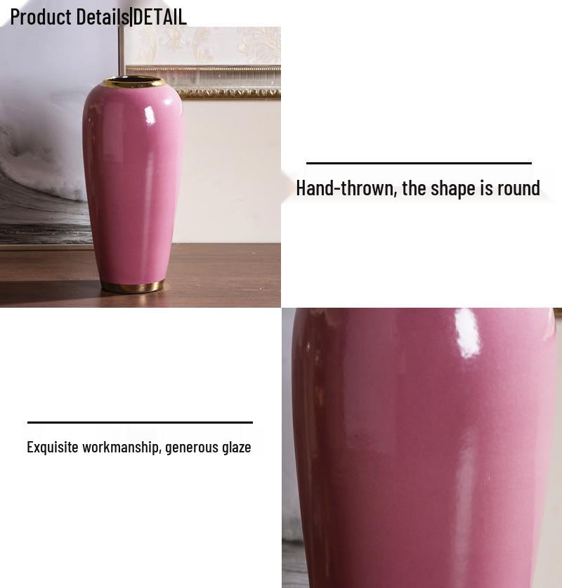 Europäische Rosa Vase Ornament für Trockenblumen - Kleine Frische Kreative Haus- und Esstischdekoration