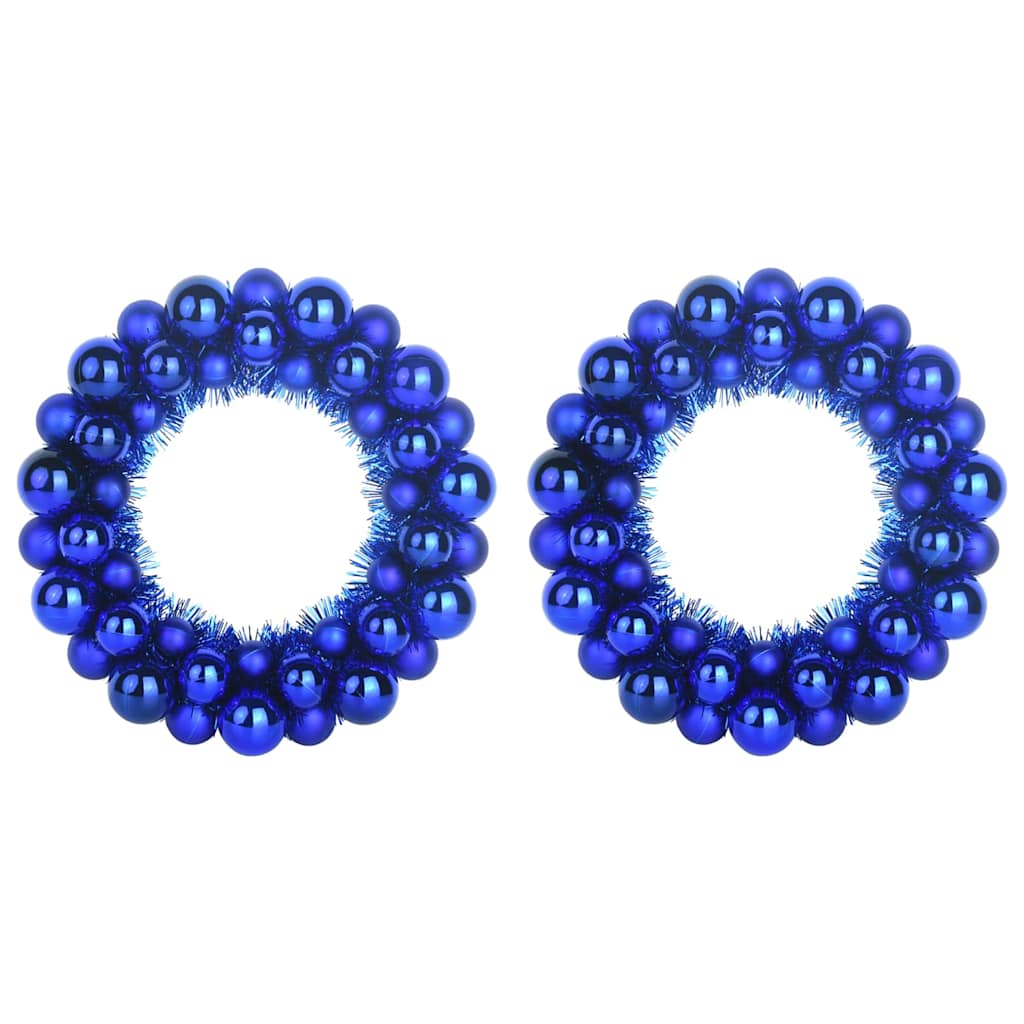 Christmas Ball Wreaths 2 pcs Blue 33 x 33 x 7 cm Polystyrene
