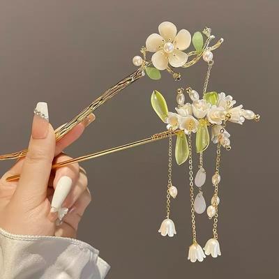 Retro Chinesischer Stil Quaste Haarspange für Frauen Haarstab Nadeln Blume Handgemacht Haarnadeln Charme Schmuck Accessoires Haarschmuck