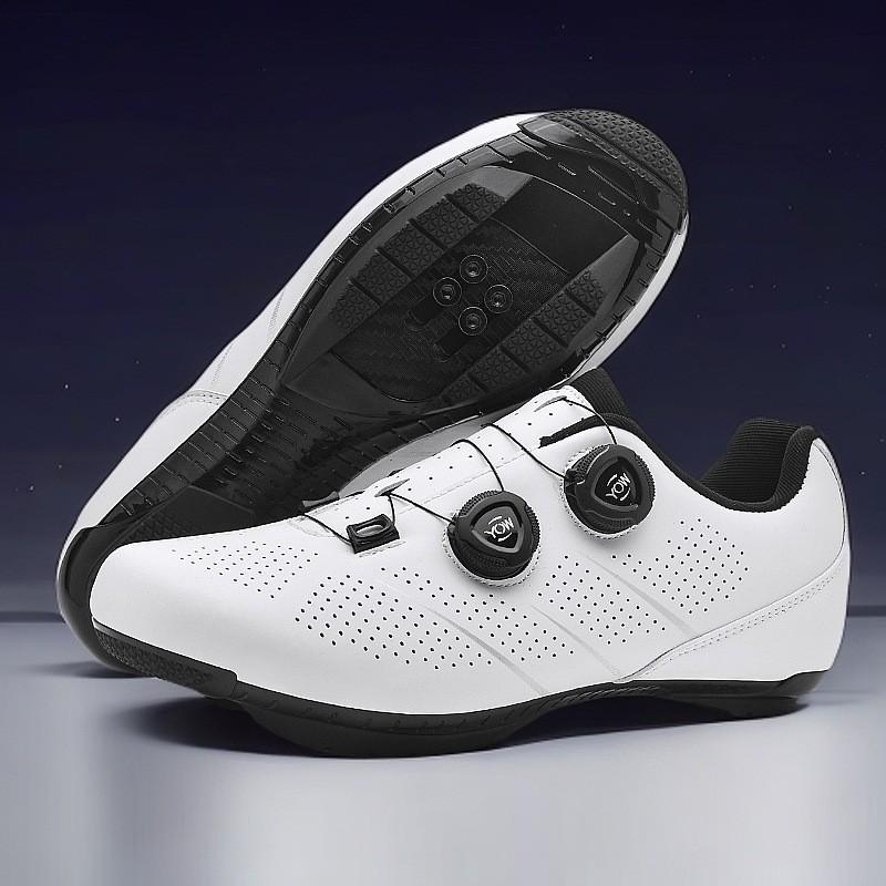 Unisex Cycling Shoes Mountain Road Bike Non-Cleat Clipless With Pedals Set Breathable Stiff Sole