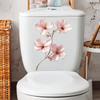 Light Luxury Style Golden-edge Pink Flower Toilet Stickers, Bathroom Wall Decorative Stickers