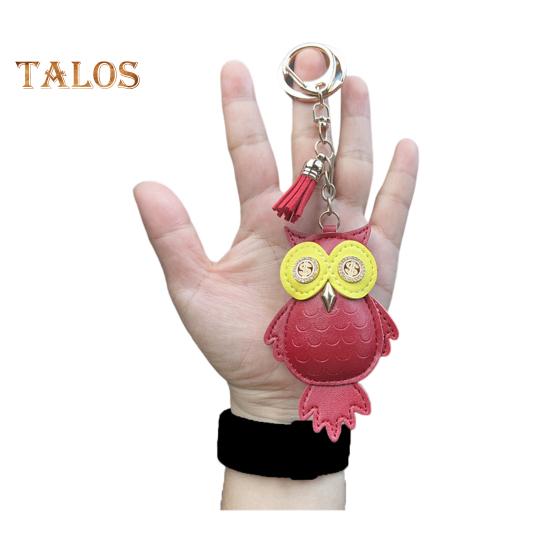 

Брелок для ключей в виде совы, компактный, легкий, из искусственной кожи, подвеска для ключей, сумок, рюкзаков, аксессуаров вино красного