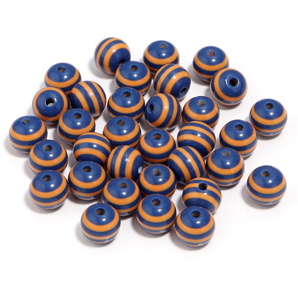 50-100pcs/lot 6 8 10 12mm Resin Round Beads Colored Stripes Spaced Beads For DIY Craft Bracelet Phone Chains Making Accessories