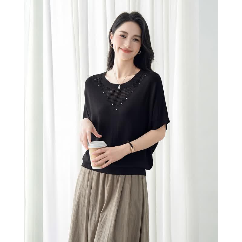 TERRE BLEUE Women s Breathable Knit Short Sleeve T-Shirt F
