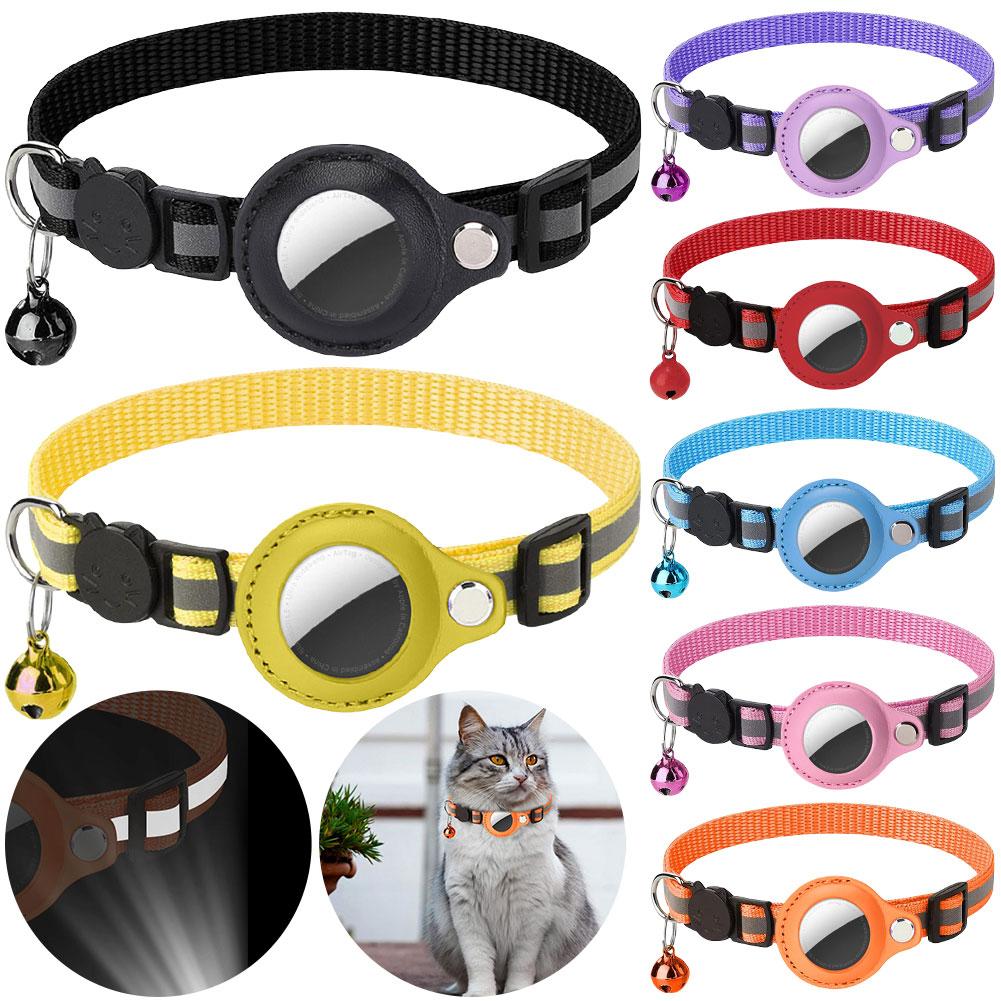 

For Apple AirTag Pet Collar Safety Buckle Kitten Collar Adjustable GPS Tracker Holder for Cat Kitten оранжевый