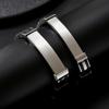 Stainless Steel Black Pattern Splicing Bracelet With Smooth Surface Men's Trendy Accessories Simple Color Blocking Design Niche Personality Versatile