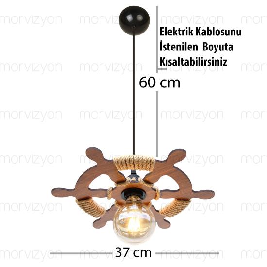 Tekli Dümen Temalı Ahşap Avize Kahve (Hisar Cevizi)