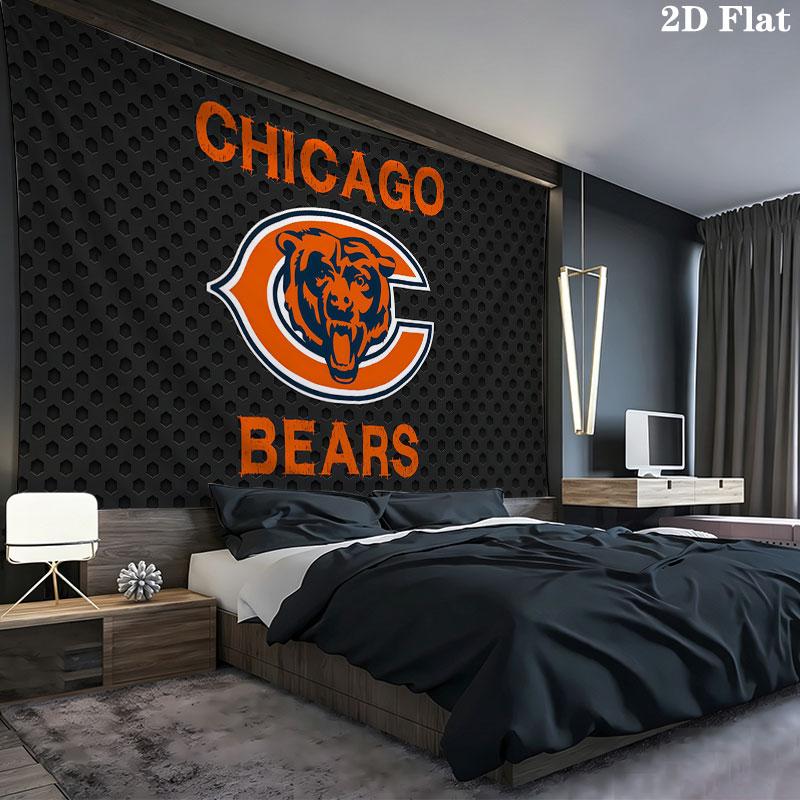 Chicago Bears Wall Tapestry, Aesthetic Printed Fabric Blanket, Suitable for Bedroom, Living Room, and Home Decor.