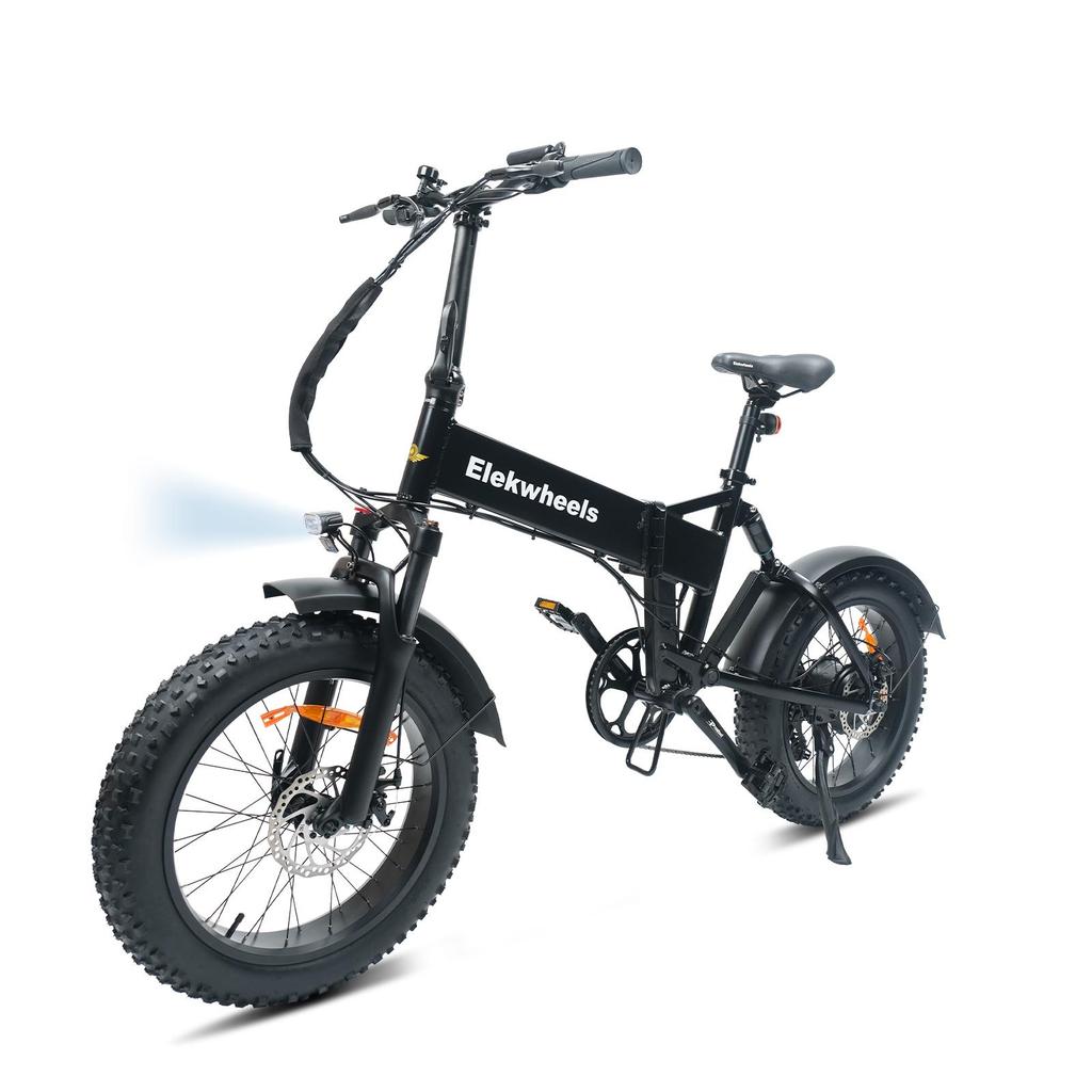 ElekWheels E5 750W Electric Bike - Foldable Fat Tire eBike with Dual Suspension, 50KM Range, LCD Display & Dual Disc Brake