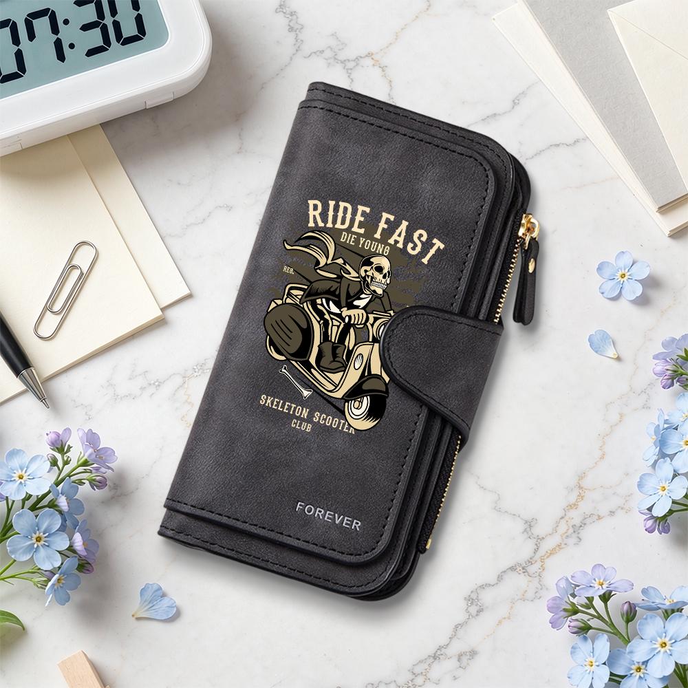 Stylish Biker Pattern Long Wallet Casual Portable Multi Card Slot Purse