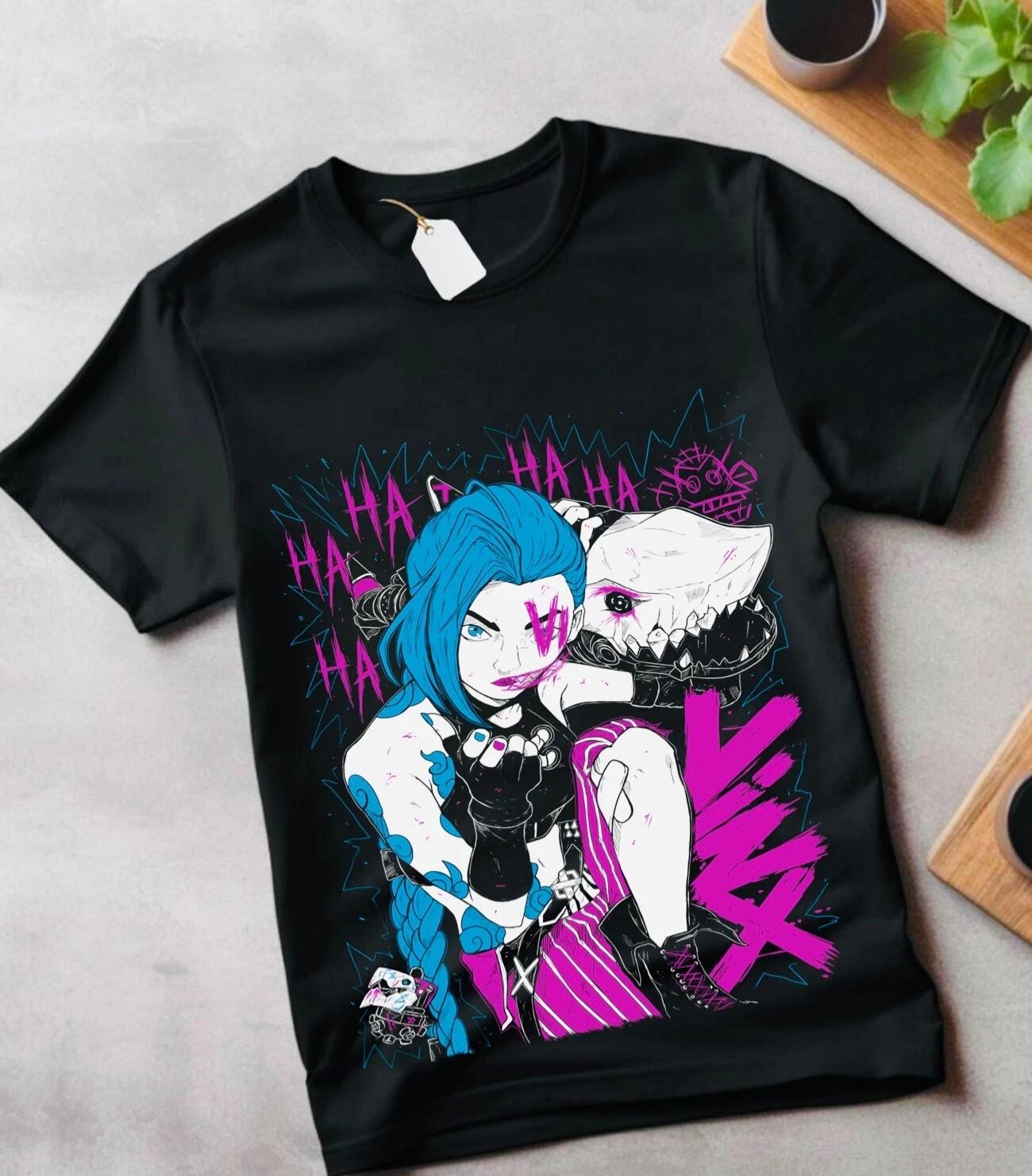 Джинкс Аркейн Футболка Японское Аниме Мультфильм Джинкс Аркейн Графическая Футболка подарок детям M