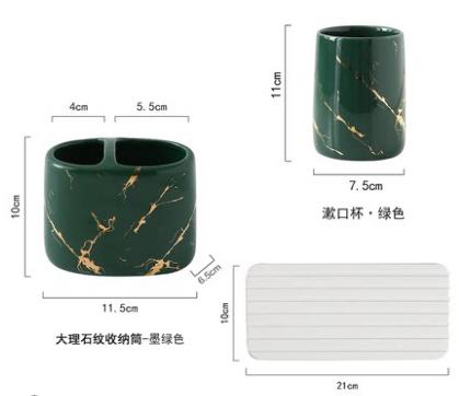 Toothpaste Toothbrush Holder Marbling Ceramics Bathroom Toothbrush Cup Multifunction Toothbrush Barrel Bathroom Supplies Rack
