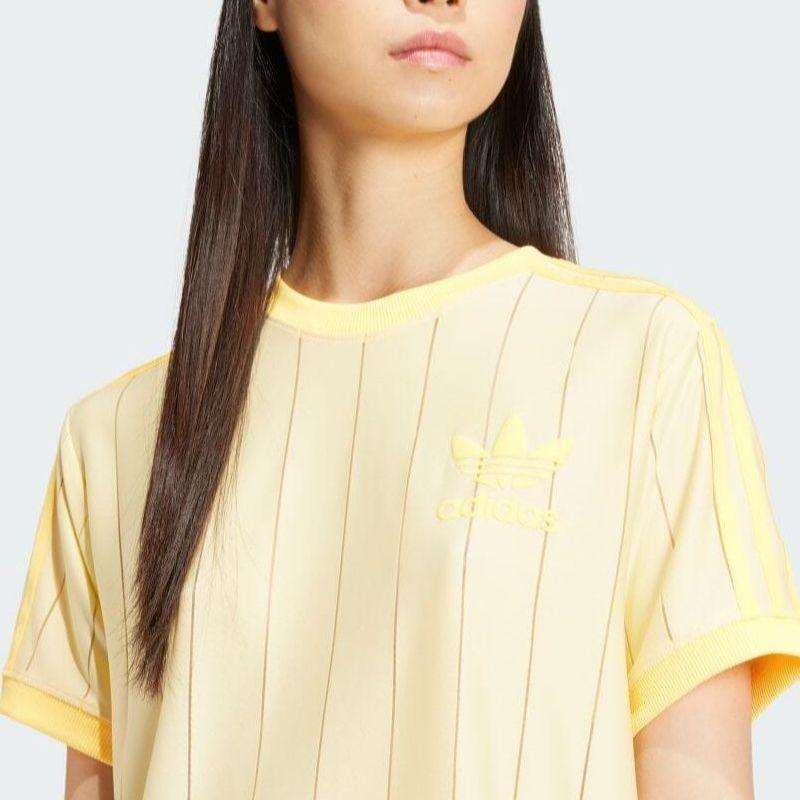 Adidas Originals Striped Slim Fit Crew Neck Short Sleeve T-Shirt Women Tops Yellow IT9869
