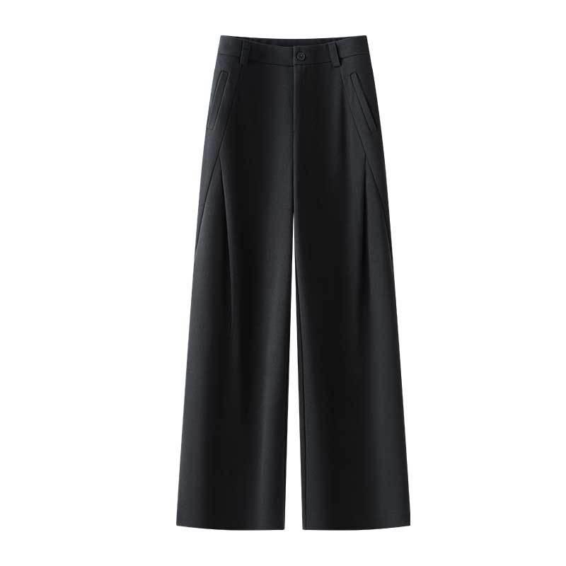 

Elegant High-Waisted Wool Blend Wide-Leg Pants for Women, Autumn/Winter 2025, Slimming and Versatile New Style 28/L (Suggested for 105-115 Jin) чёрный