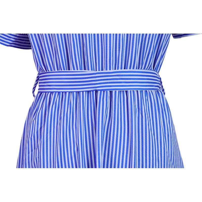Summer Women's Dress Fashion Striped Short Sleeve Loose Midi Dresses