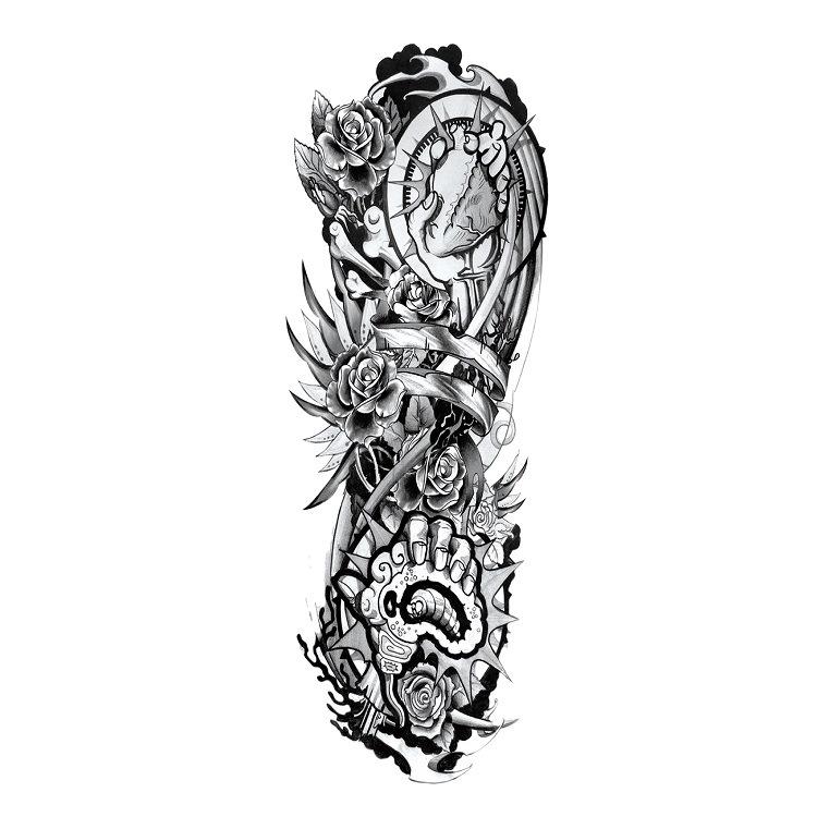 Full Arm Tattoo Sticker Large Flower Arm Waterproof Tattoo Sticker Full Arm Simulation Tattoo Amazon Set Single Piece Tattoo