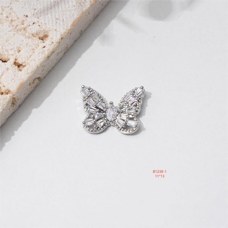 LZ16 Luxury Metal Butterfly Zircon Nail Jewelry