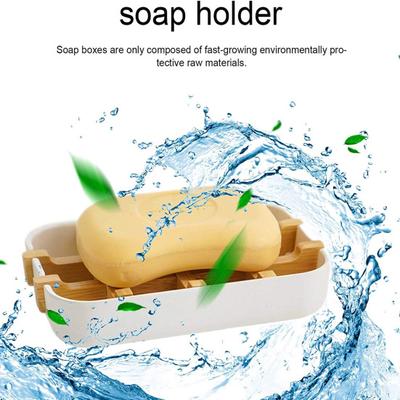 Jabonera de bambú para ducha, soporte para barra de jabón, escurridor de bambú, bandeja de jabón para baño, caja de jabón con fondo antideslizante, 1/2 Uds.