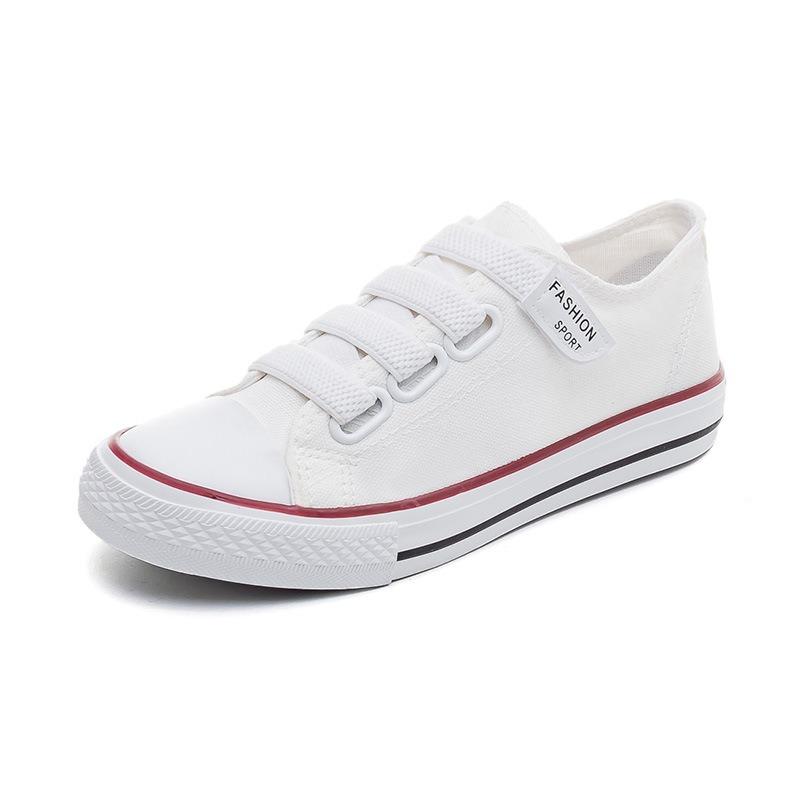 Velcro canvas shoes women's spring new low-top rubber buckle street shooting lazy tide shoes small black shoes board shoes