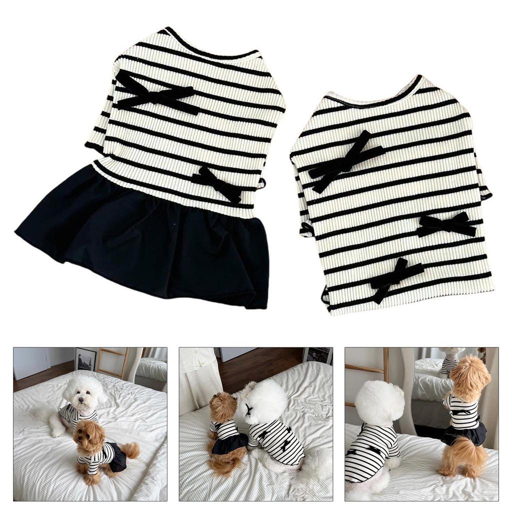 Girl Cats T-shirt Costume Apparel Beach Dress Beach Striped Vest for Puppy Dog and Cats Striped Dress