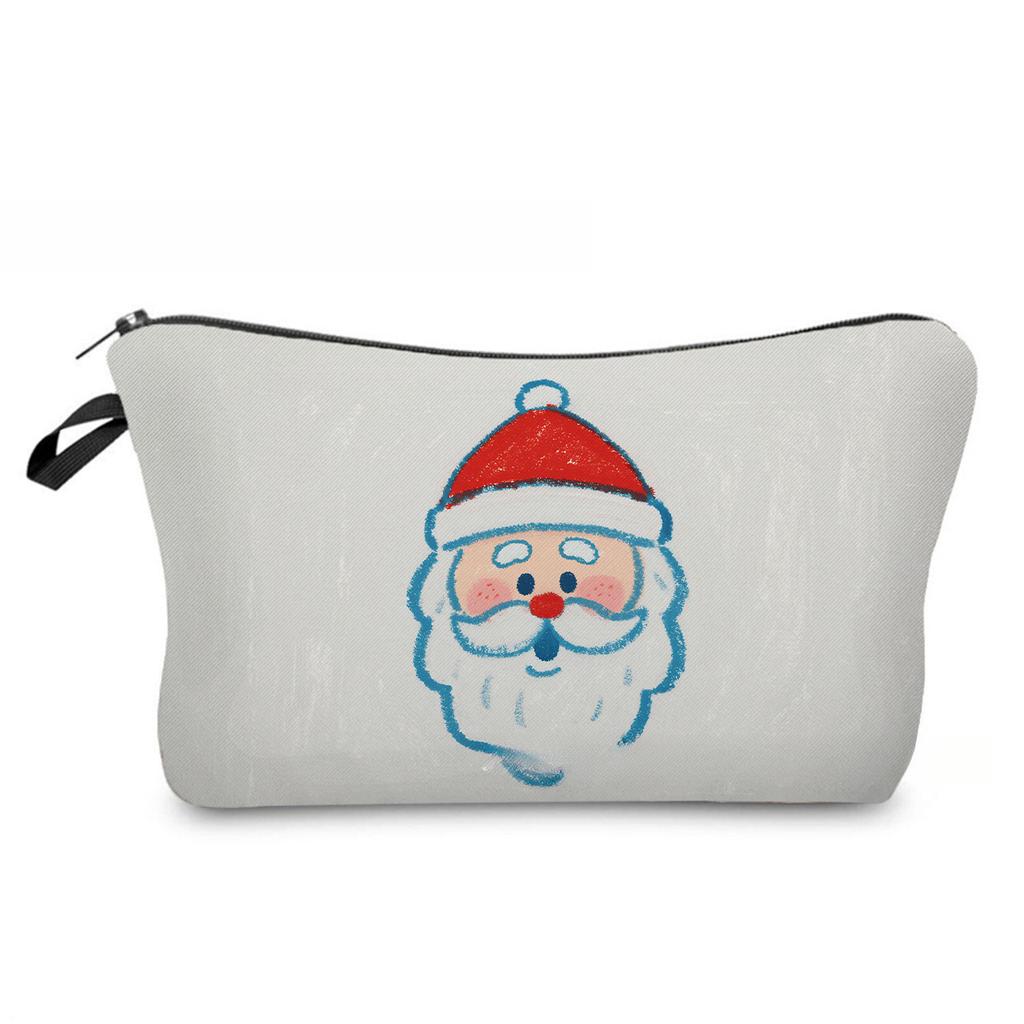 Women Santa Claus Print Cosmetic Bag Toiletries Organize Travel Storage Case 6866 KTB