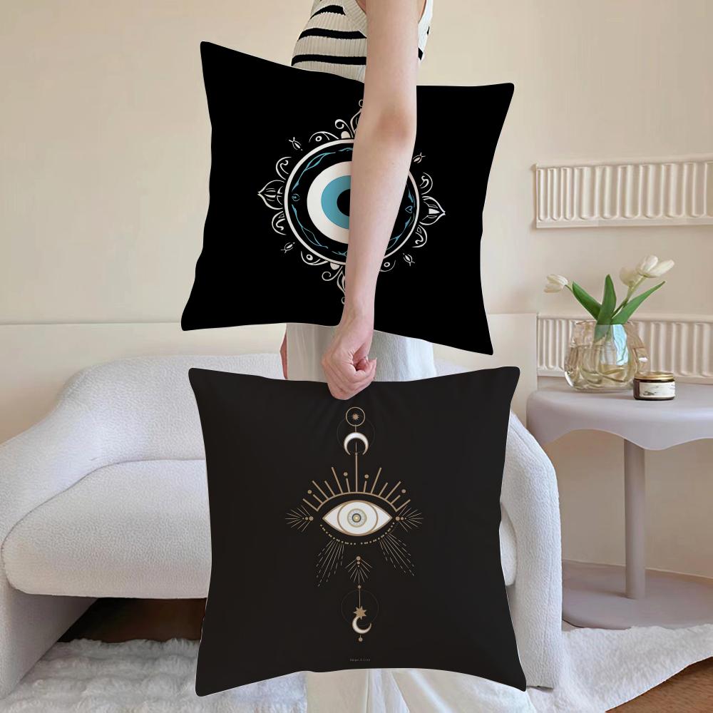 Mystic Protective B-Evil Eye Art Print Cushion Cover Washable Linen Pillowcase Soft For Daily Sofa Bed Home Room Decor