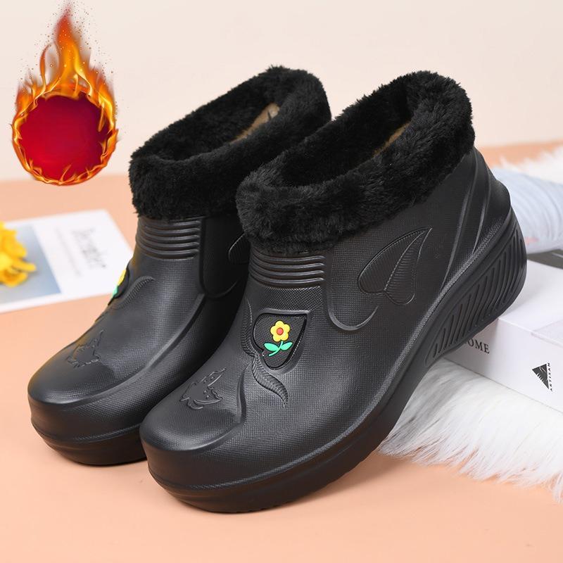 Cizme de zăpadă impermeabile unisex cu căptușeală din lână: Bumbac Cald, Pregătit pentru Muncă în Bucătărie, Spălat Rufe & Spălat Mașina