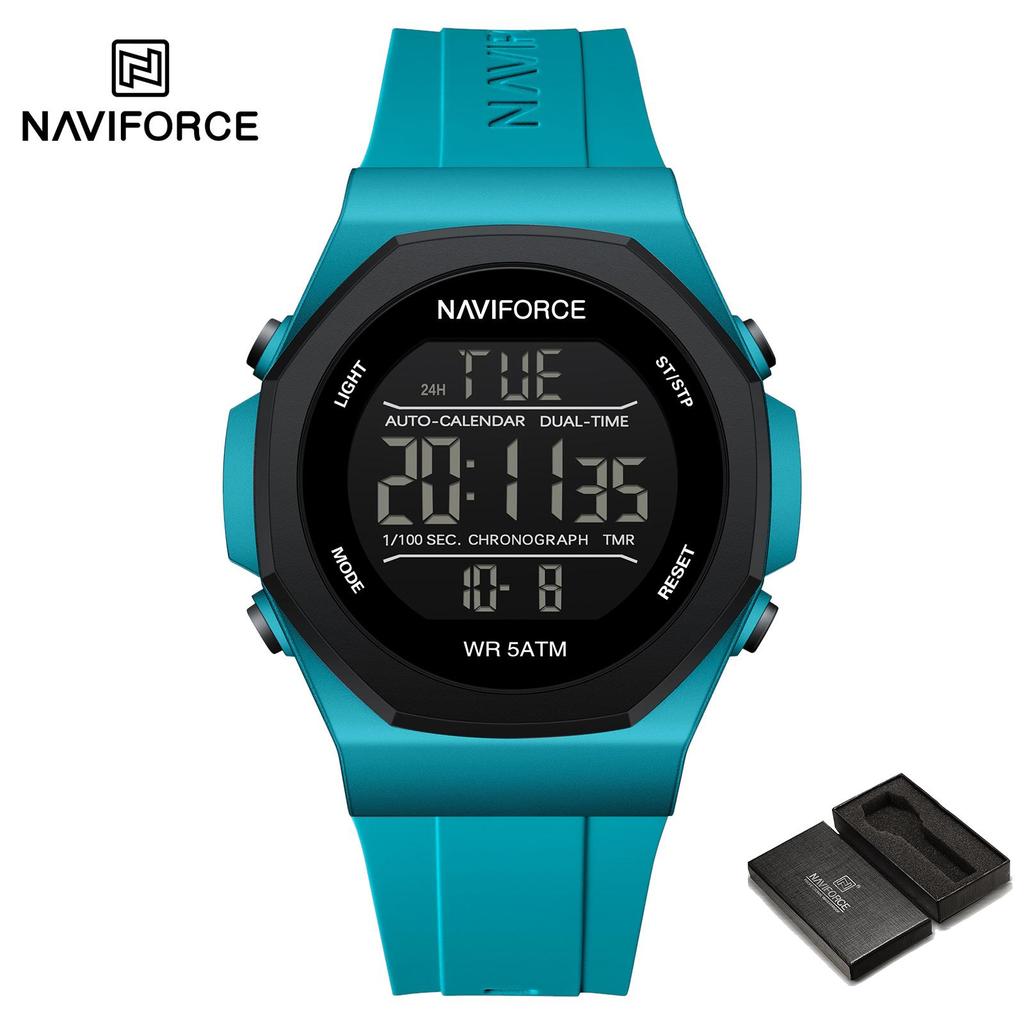 NAVIFORCE Digital Watch for Men Boy Waterproof Silicone Strap LCD Dial Luminous Countdown Boy Men's Sports Multifunctional Watch NF7117